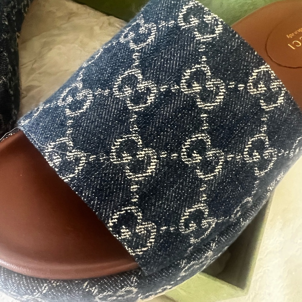 Gucci Slides Denim new with box and dust bag